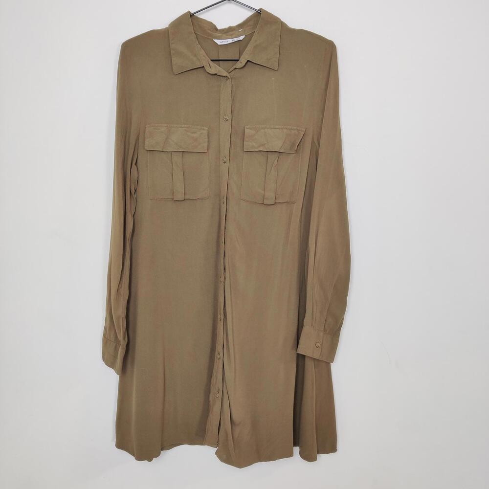 Lefties Olive Shirt Dress Utility Button Front – XS